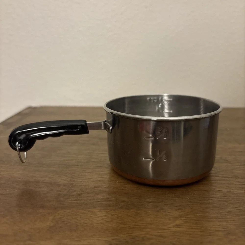 Vintage Revere Ware 1 Cup Measuring Mini Pan Copper Bottom Melting Sauce Pot